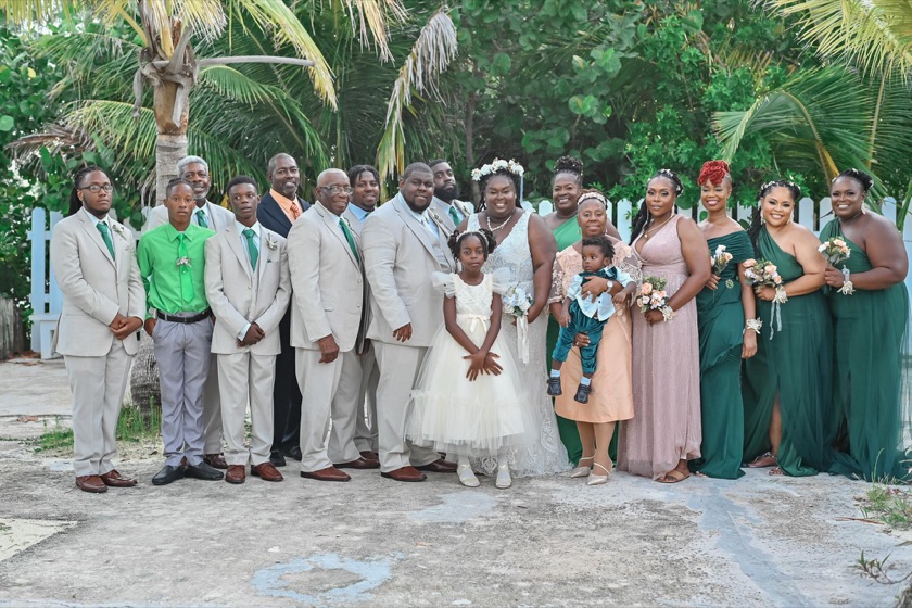 The extended family together.