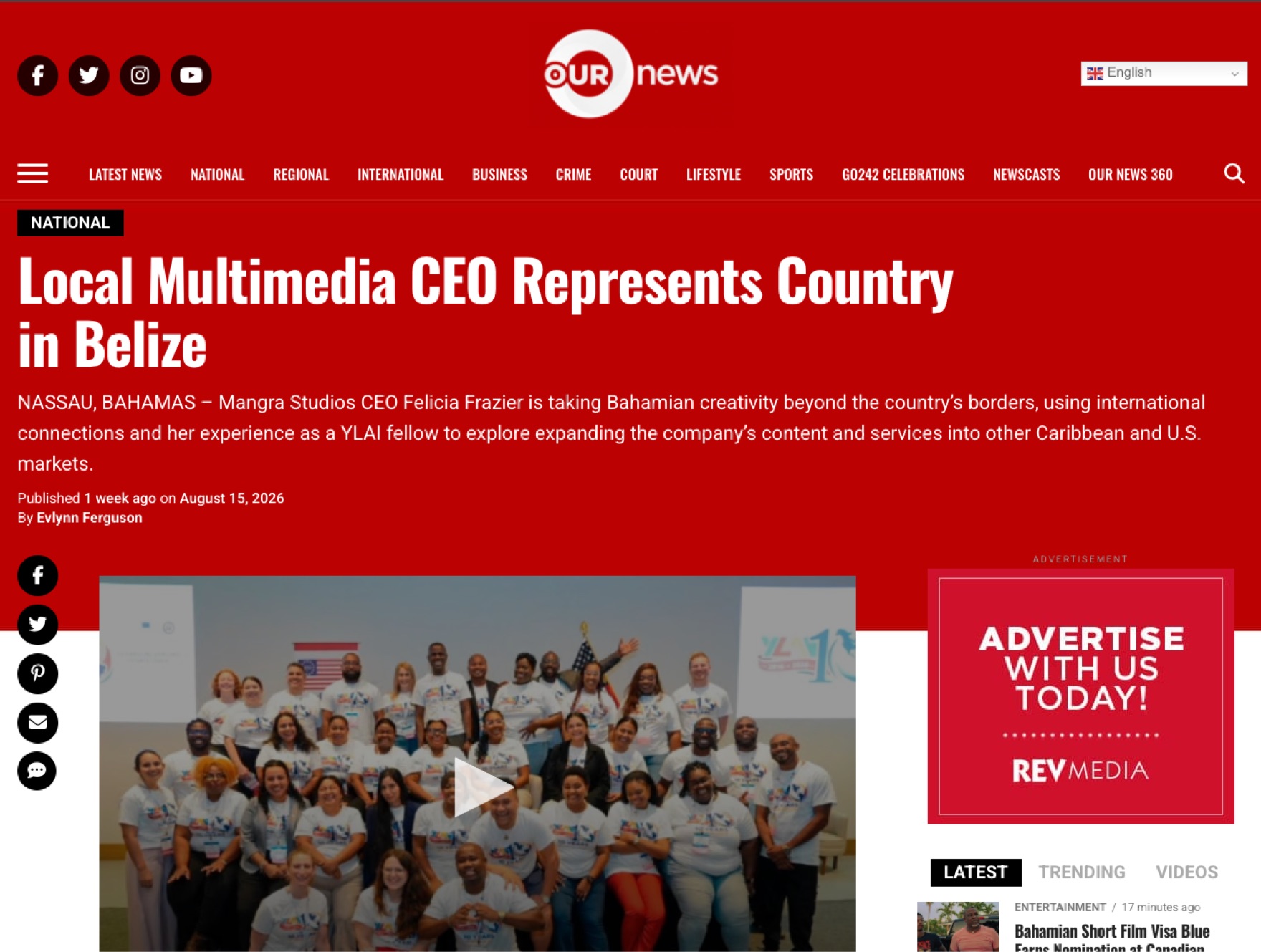 Our News article: Local Multimedia CEO Represents Country in Belize.